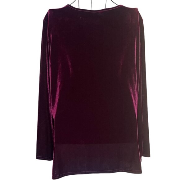 Vintage Always Caroline 14P Crushed Velvet Long Sleeve Top Maroon Fall - Picture 4 of 4